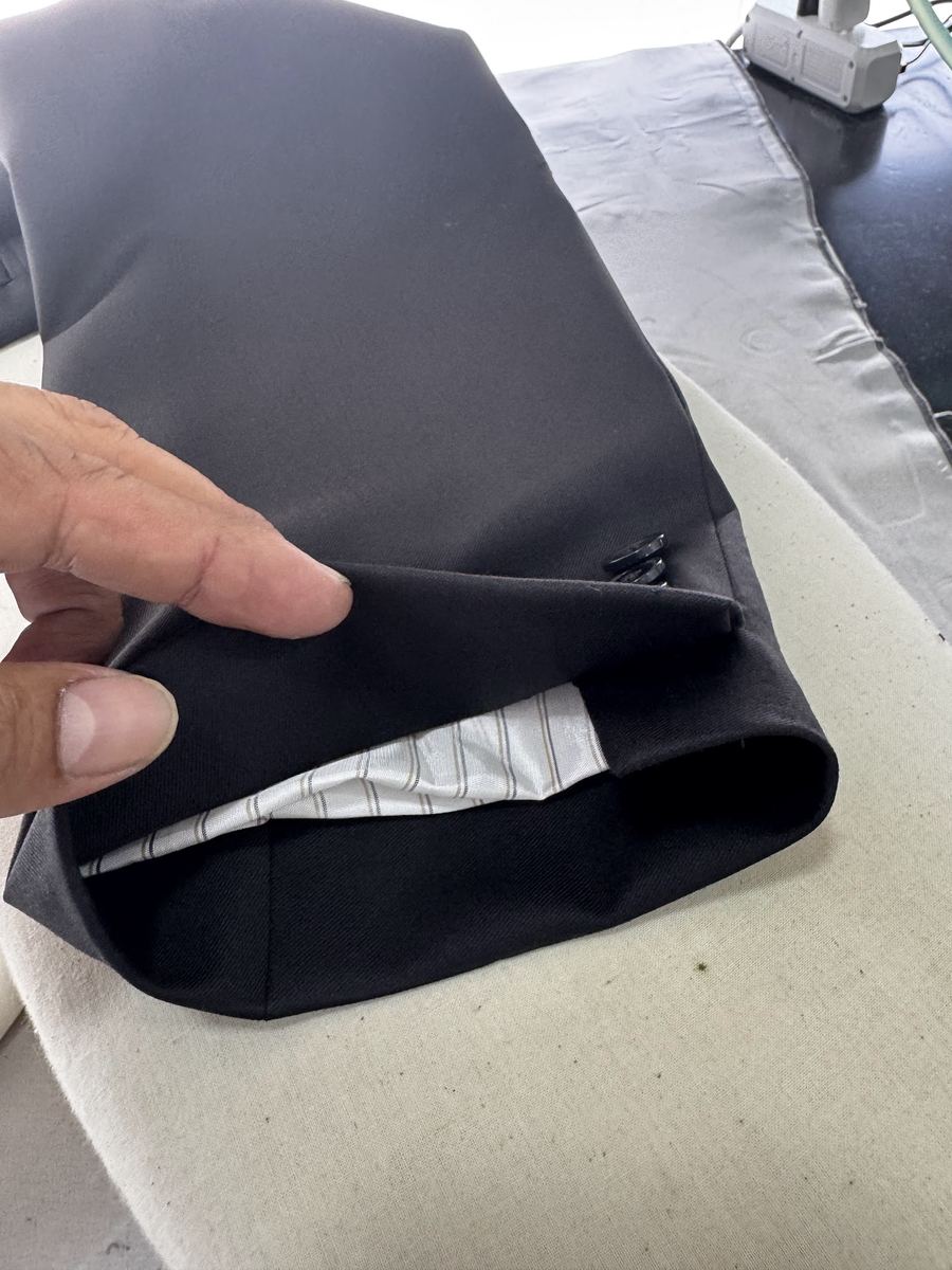 A tailored sleeve hem